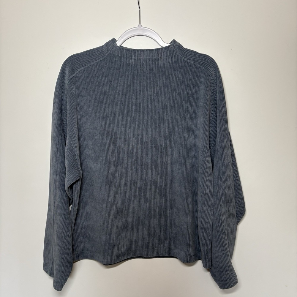 Madewell Jacquard Funnel Neck Top Blue Large Modern Classic Vintage Inspired